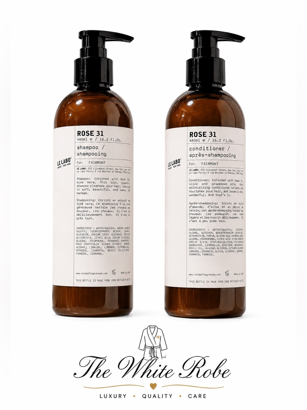 Le LABO ROSE 31 SHAMPOO & CONDITIONER SET – 16.2 oz / 480 ml